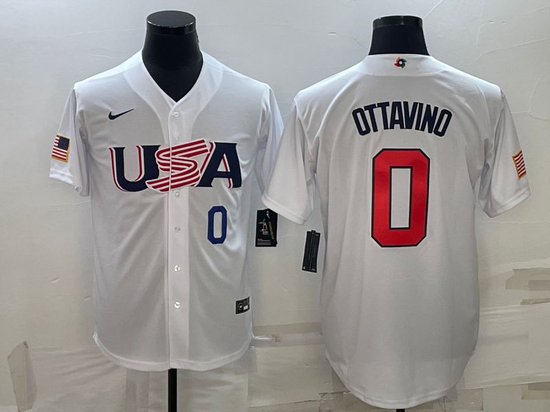 Men 2023 World Cub USA #0 Ottavino White Nike MLB Jersey